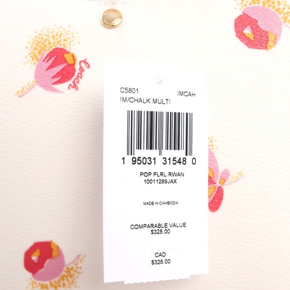 BNWT Coach Rowan Floral Leather Canvas Chalk White Bag Satchel Cross Body C5801 - Picture 8 of 16